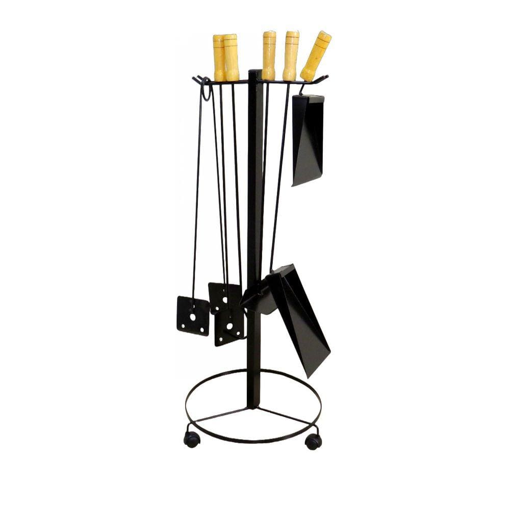 Suporte e Kit Lareira e Fogão a Lenha Aço Carbono 80x35cm
