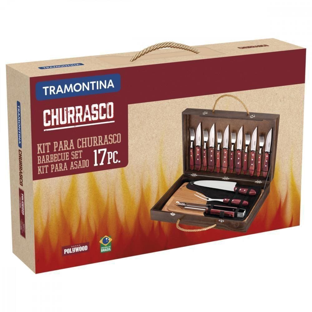Kit Para Churrasco Tramontina Com Talheres Jumbo Inox Cabo C