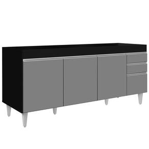 Balcão Gabinete Para Pia 180cm Sem Tampo Dallas Preto/cinza