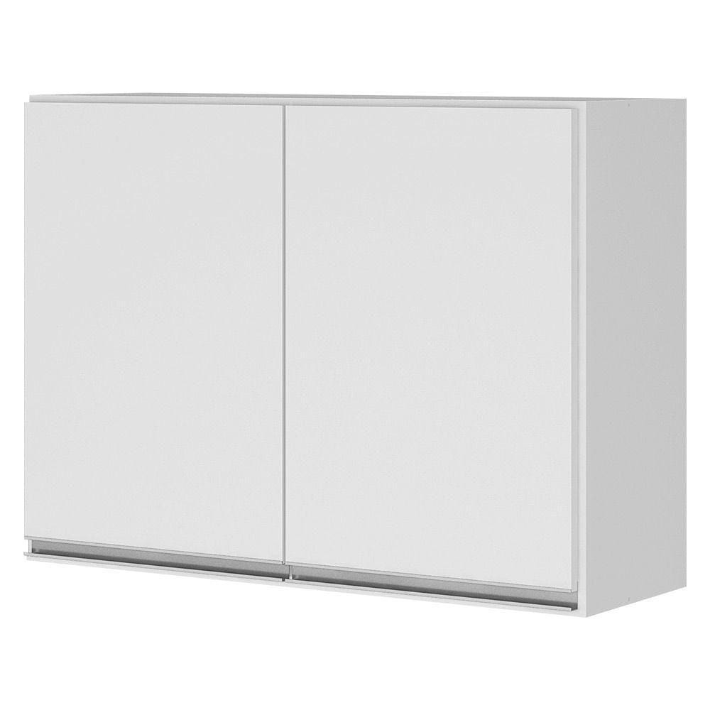 Armário Aéreo Multiuso Lux 80cm 100% Mdf 02 Portas Branco
