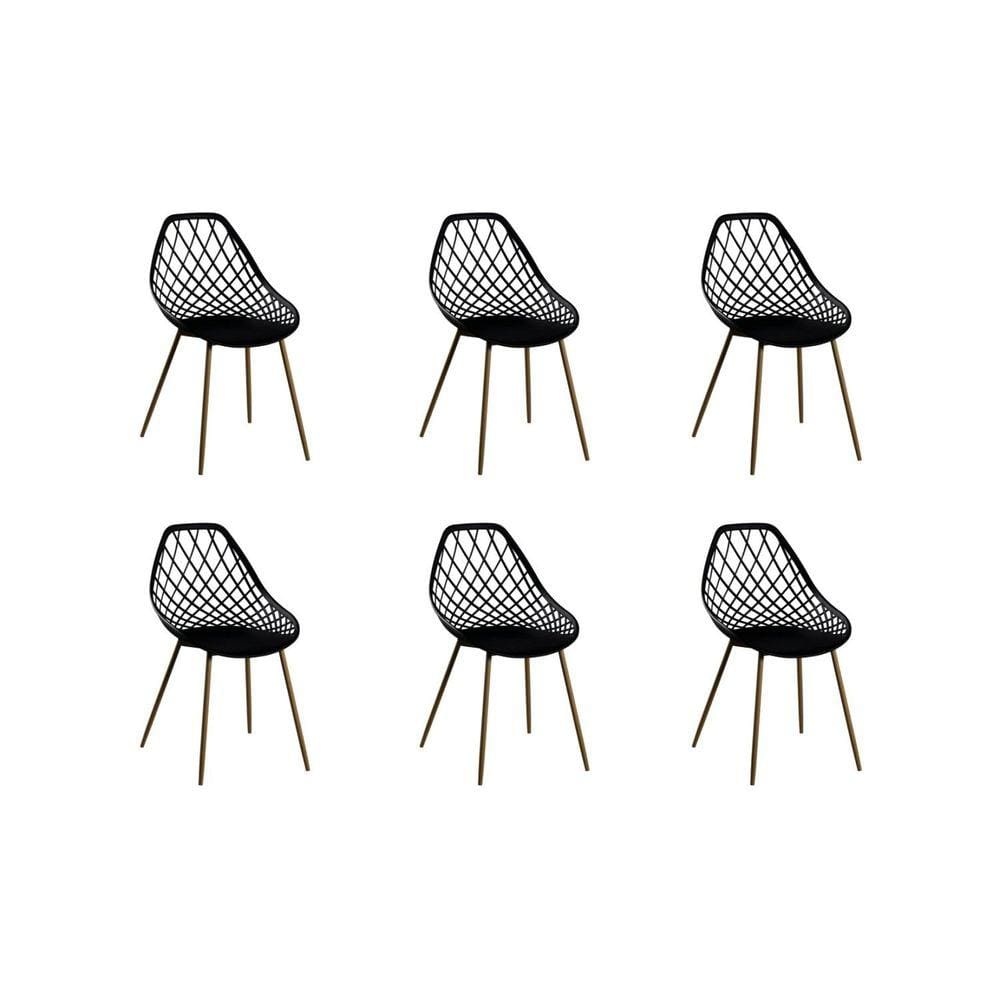 Kit 6 Cadeiras Cloe Base Aço Rivatti Preto
