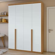 Guarda Roupa Solteiro 4 Portas 2 Gavetas Alonzo Móveis Lopas Amêndoa Clean/Branco