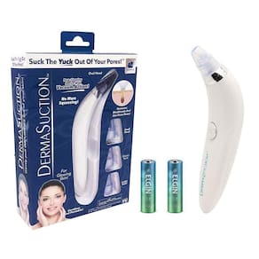 Kit 1 Aparelho Para Limpeza Facial Removedor De Cravos E Espinhas À Pilha Dermasuction + 2 Pilhas Aa