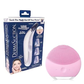 Kit 1 Aparelho Removedor De Cravos E Espinhas + 1 Esponja Elétrica Limpeza Facial Rosa Claro