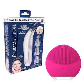 Kit 1 Aparelho Removedor De Cravos E Espinhas + 1 Esponja Elétrica Limpeza Facial Rosa Shock