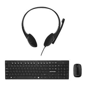 Combo Office - Combo Teclado e Mouse Sem Fio 1200dpi e Headset Basic Conexão P3 45mw Preto - TC251K