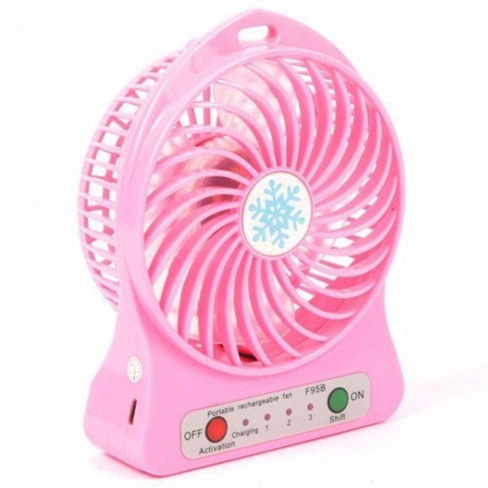 Mini Ventilador Portátil Mesa Usb Com 3 Vel Potente Rosa
