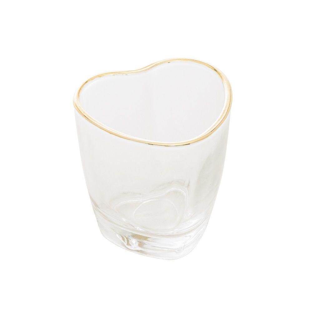 Copo P/Shot de Vidro Coração C/Borda Dourada 50ml Lyor