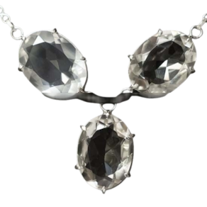 Conjunto Maxxi colar Cristal Natural 3 Pedras Prata 950