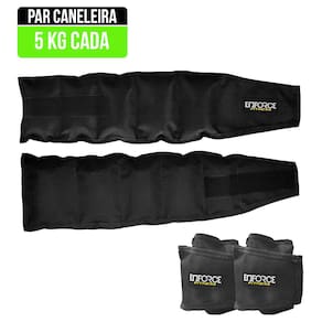 Par Tornozeleiras Caneleira com Peso Ginástica 5 Kg Preto -