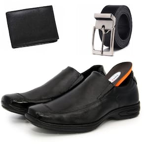 Sapato Social Masculino Casual Oxford Elástico Couro Animal + Cinto + Carteira