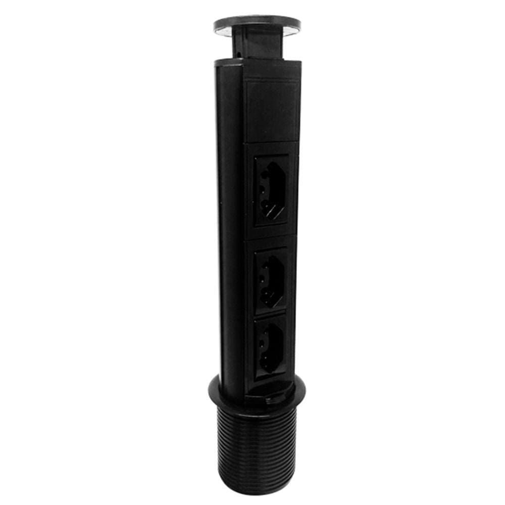 Mini Totem Manual 3 Tomadas 20A Preto Dutotec