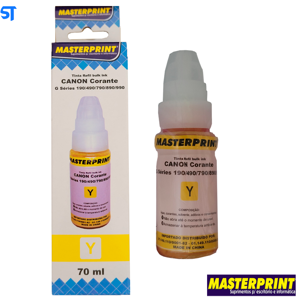 Refil de Tinta Compatível Canon Bulk Ink G Corante Amarelo Yelow Y 70ML MasterPrint