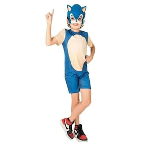 Fantasia Sonic Infantil Oficial Macacão Curto Com Máscara