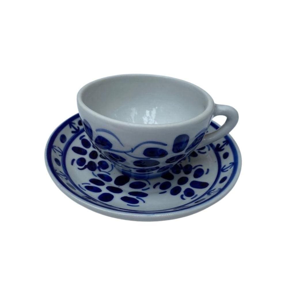 Xicara De Porcelana Com Pires Para Chá, Pintada A Mão 120 Ml
