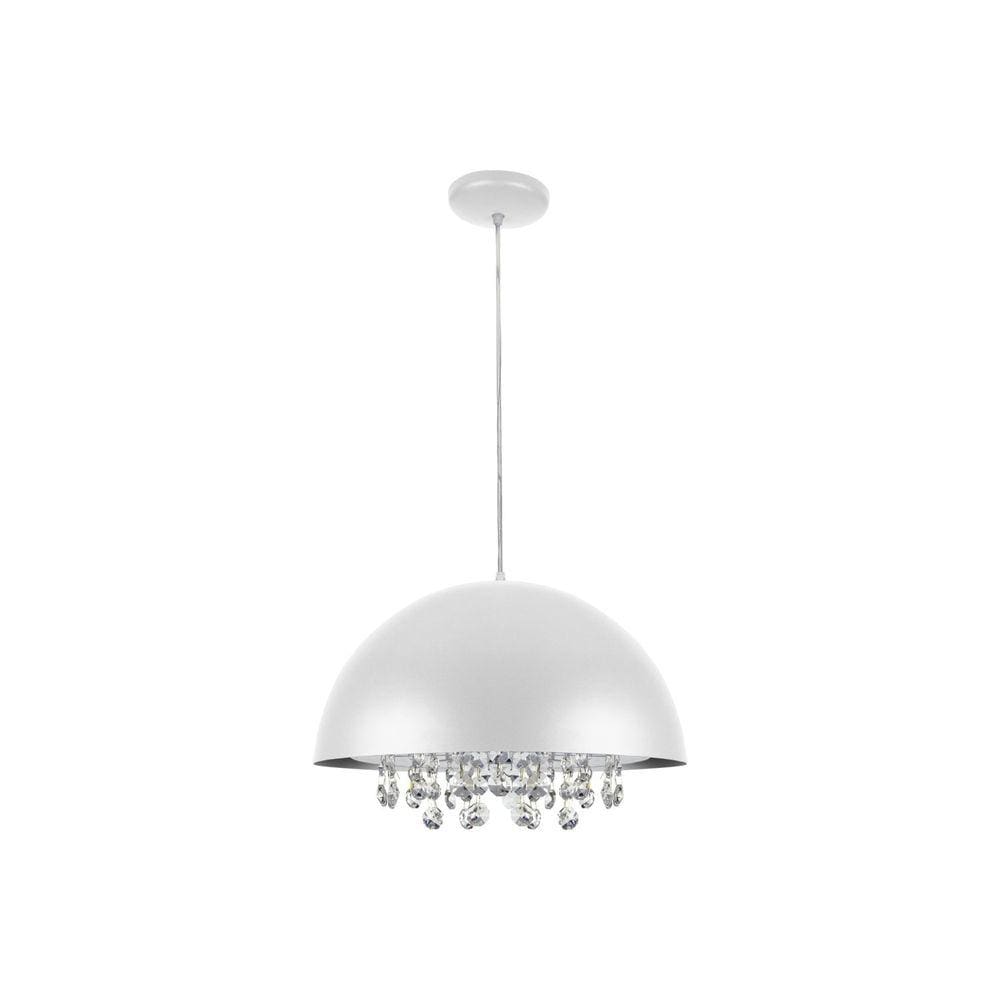Pendente Aqua Meia Lua com Cristais E27 30cm Bronzearte Branco