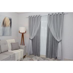 Cortina Cinza-Claro Sala/Quarto Tecido Renda 3,00 X 2,70M