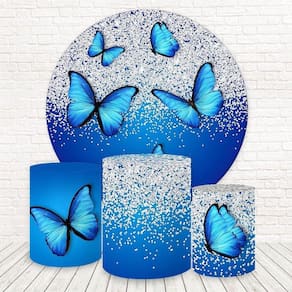 Painel Redondo E Capas 3D Sublimado Borboletas Fkpc-1577