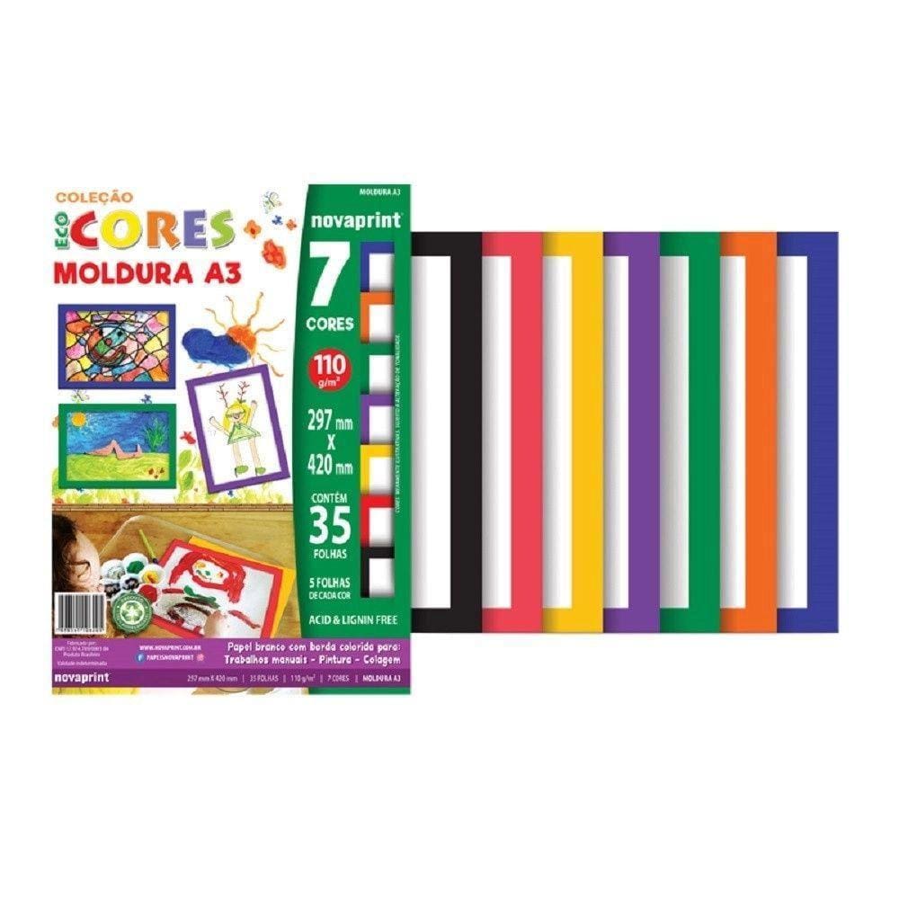 Bloco Ecocores Molduras A3 110GR 7 Cores - Novaprint