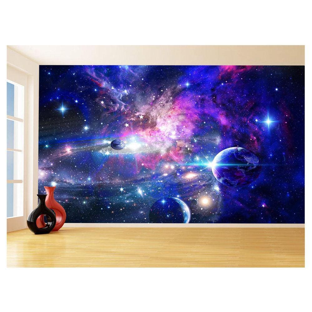 Papel De Parede 3D Espaço Estrelas Planetas 3,5M Nsp160