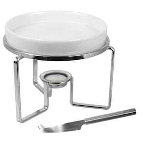Rechaud Para Queijo Brie Em Cerâmica Com Faca 15Cm