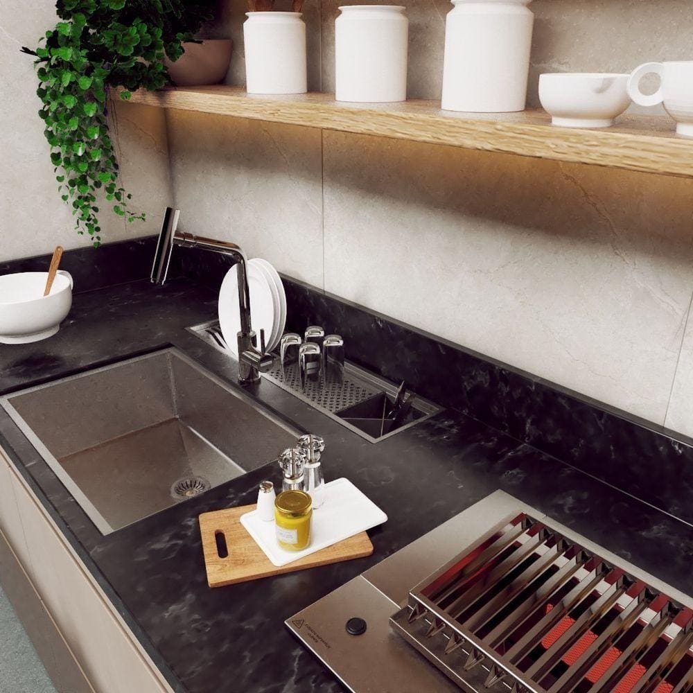 Calha Pia De Embutir Gourmet Em Inox Bancada