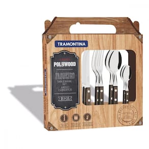 Faqueiro Tramontina Polywood Inox E Cabos De Madeira 24pçs