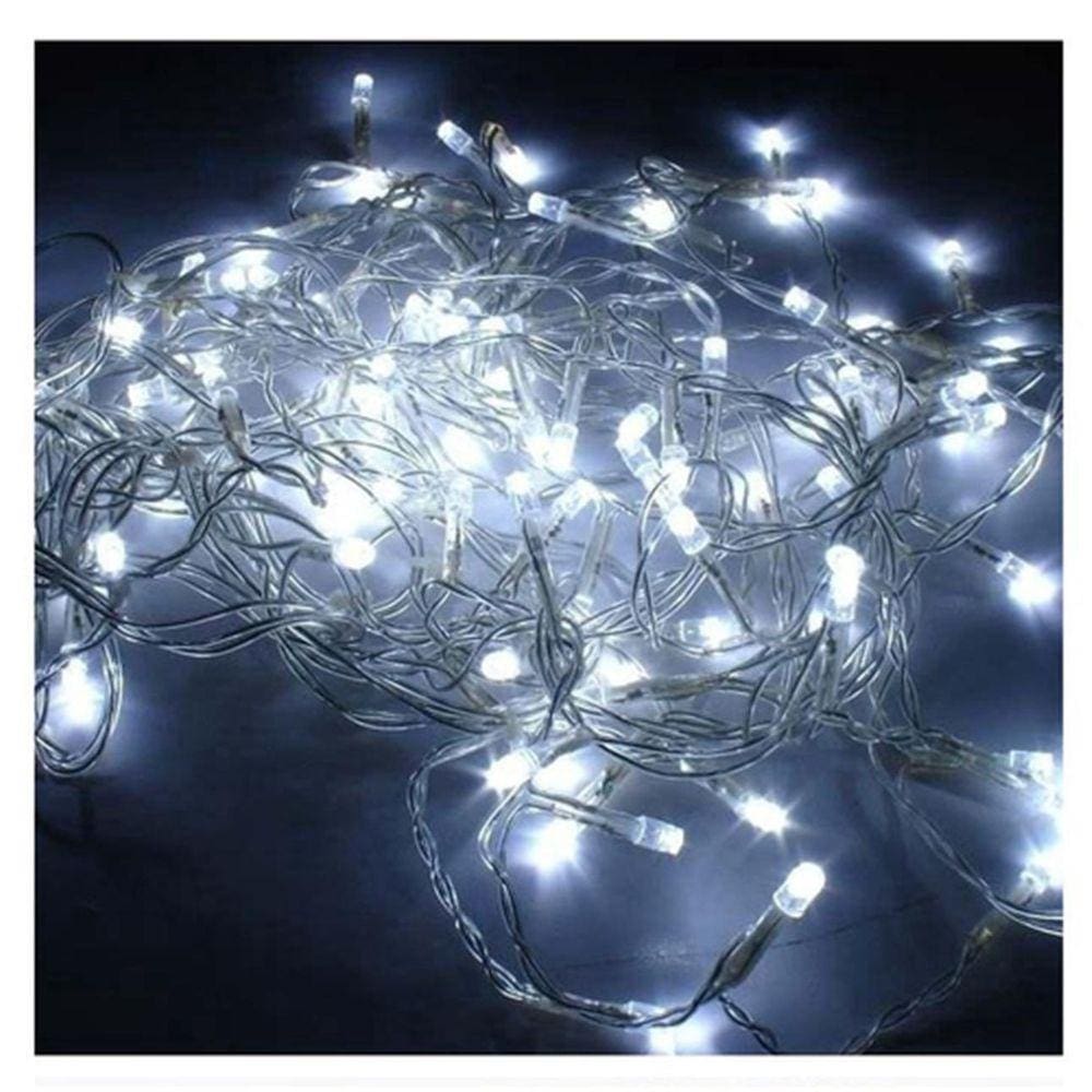 Pisca Pisca 100 Leds Brancos 8 Funções Fio Verde 127V 10M