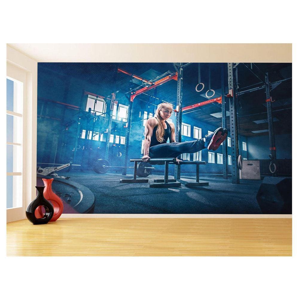 Papel De Parede 3D Academia Exercício Crossfit 3,5M Aca17