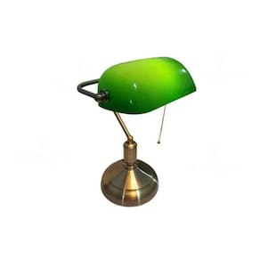 Abajur Clássico Banqueiro Estilo Inglês Verde E Ouro Velho