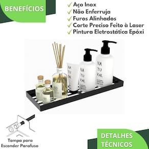 Porta Shampoo Inox Suporte De Parede Banheiro Preto Max