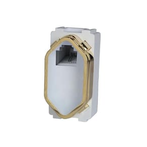 Módulo Rj11   Telefone  - Dicompel Novara Branco Gold