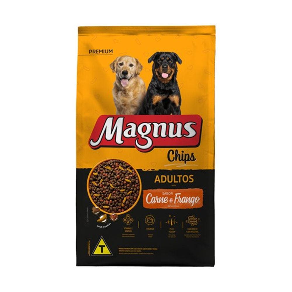 Ração Magnus Chips Cães Adultos Carne/Frango - 20Kg