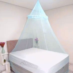 Mosquiteiro Azul Renda Filó Para Cama Casal e Solteiro