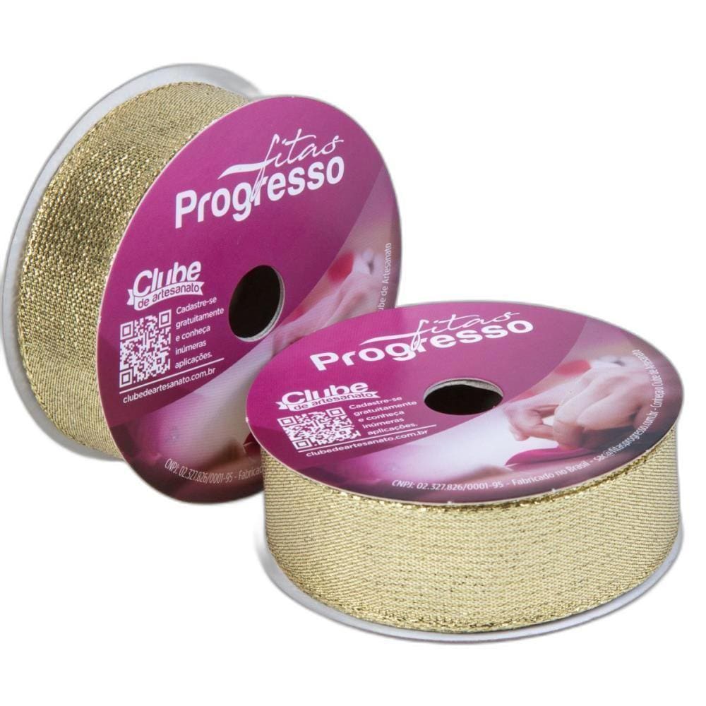 Fita Metalizada 25Mm 10M Ouro Aramada 7891521660735