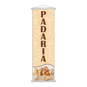 Banner Padaria Panificadora Pães Comida Serviço 100X30Cm