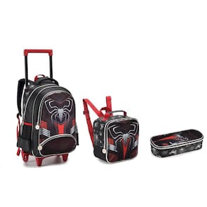 Kit Escolar Mochila Com Rodinhas Meninos Spider Aranha 2023