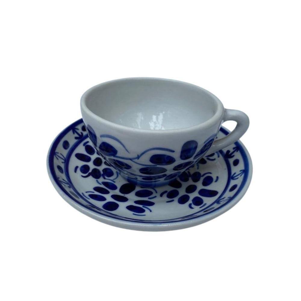 Xicara De Porcelana Com Pires Para Chá, Pintada A Mão 120 Ml