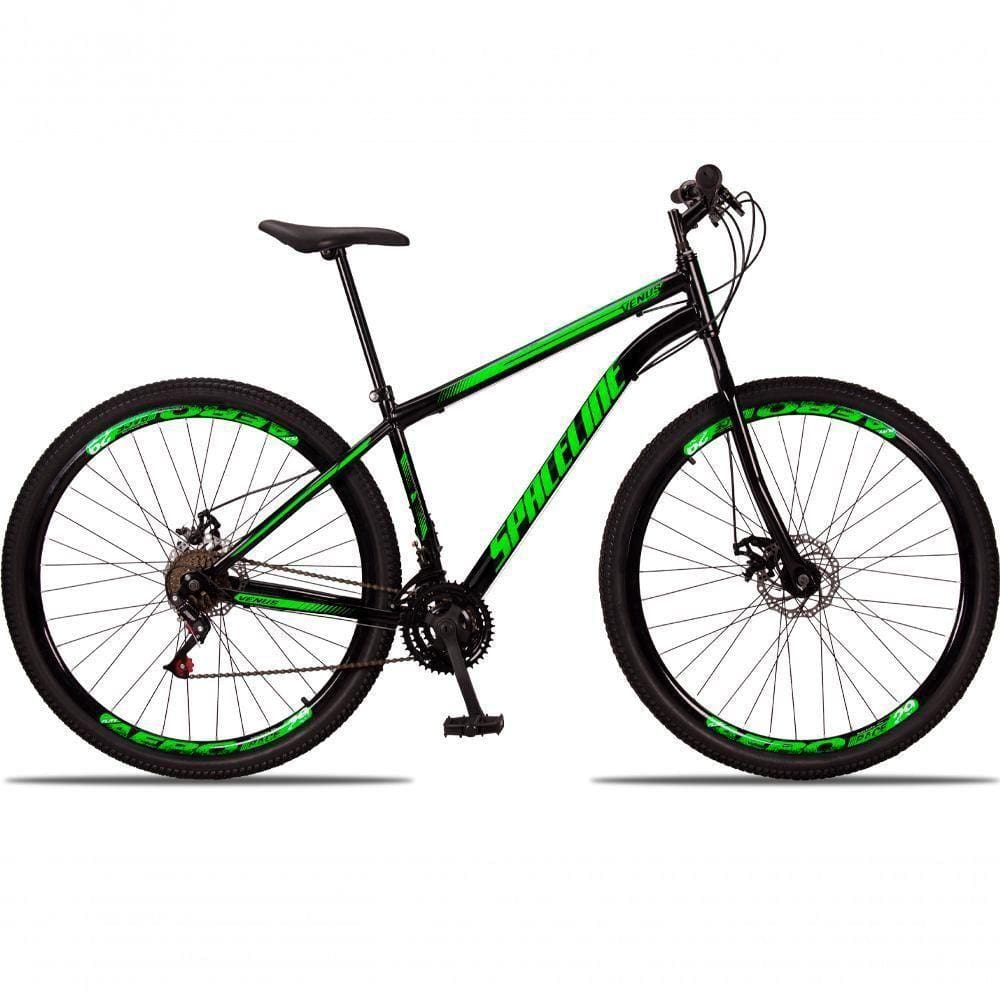 Bicicleta 29 Spaceline Vênus Aço 21 Marchas Freio A Disco Preto+verde