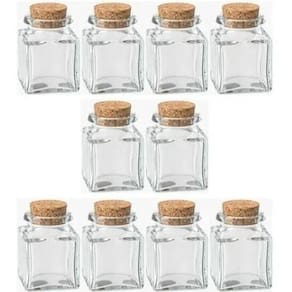 Kit 6 Pote Vidro Com Tampa Rolha Cortiça Quadrado 30Ml