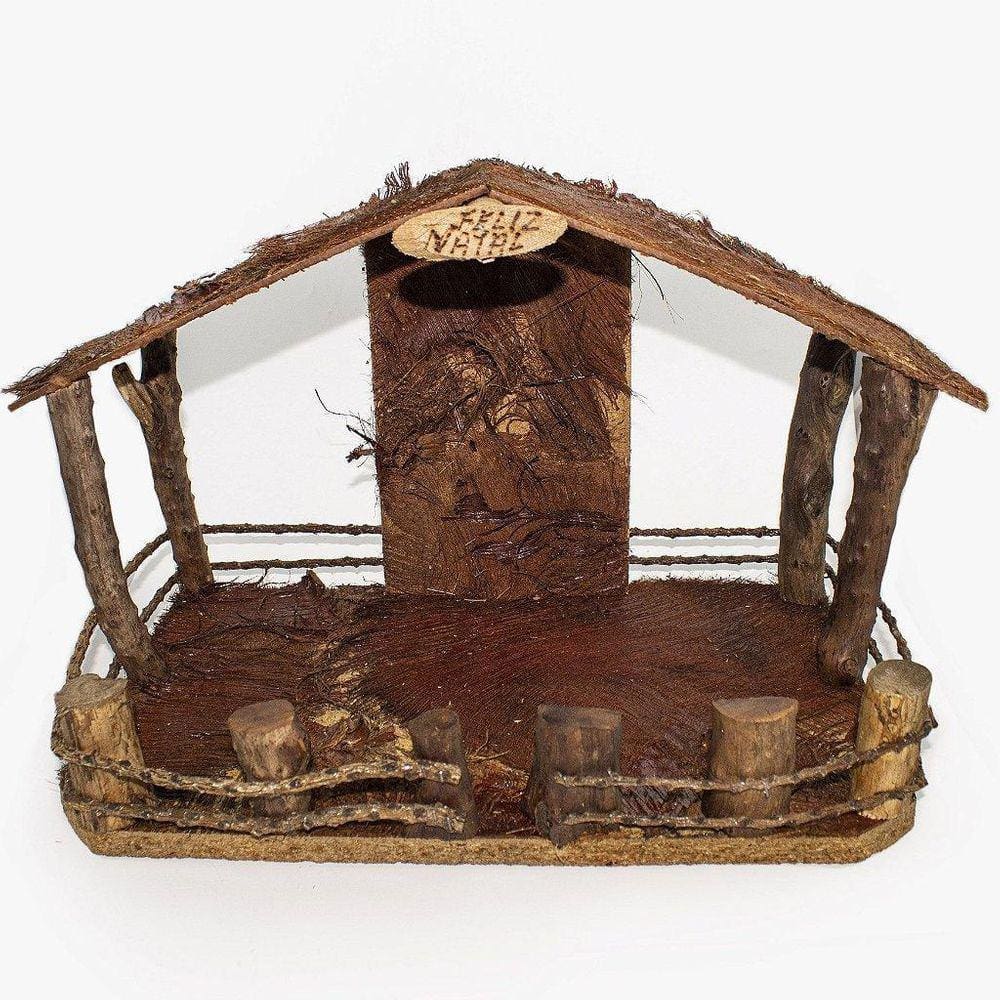 Casa Rústica Presépio Madeira 40 Cm