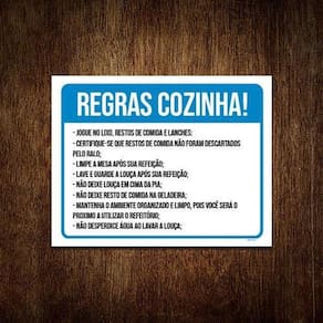 Placa Sinalização - Regras Cozinha Ml3832 36X46