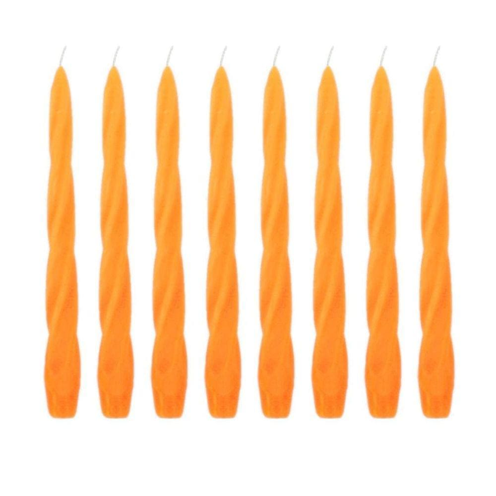 Kit 10 Velas Castiçal Laranja 20 Cm Candelabro