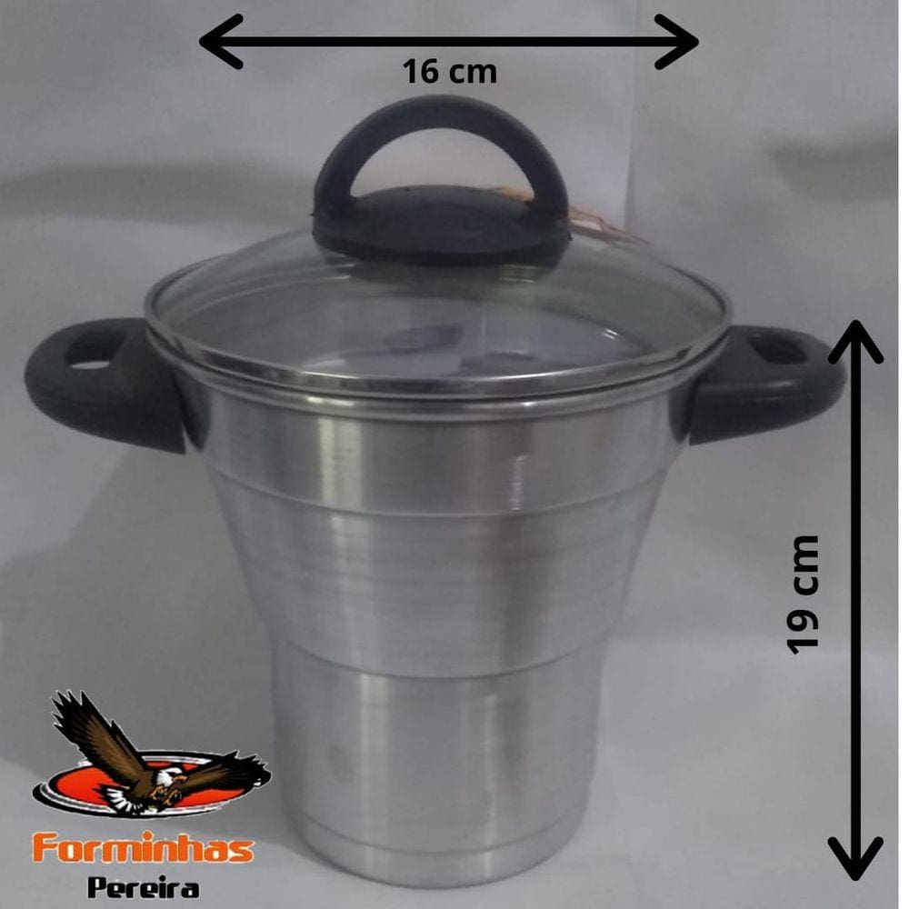 Cuscuzeiro 16 cm  com Tampa De Vidro