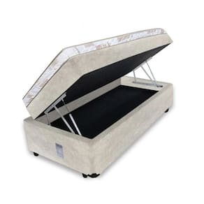 Cama Box Baú Solteiro 88 Conjugado de Espuma Sintético Bege