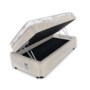 Cama Box Baú Solteiro 88 Conjugado de Espuma Sintético Bege