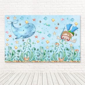 Painel Retangular Sublimado Fundo Do Mar 2,0X1,5 Frt-5561