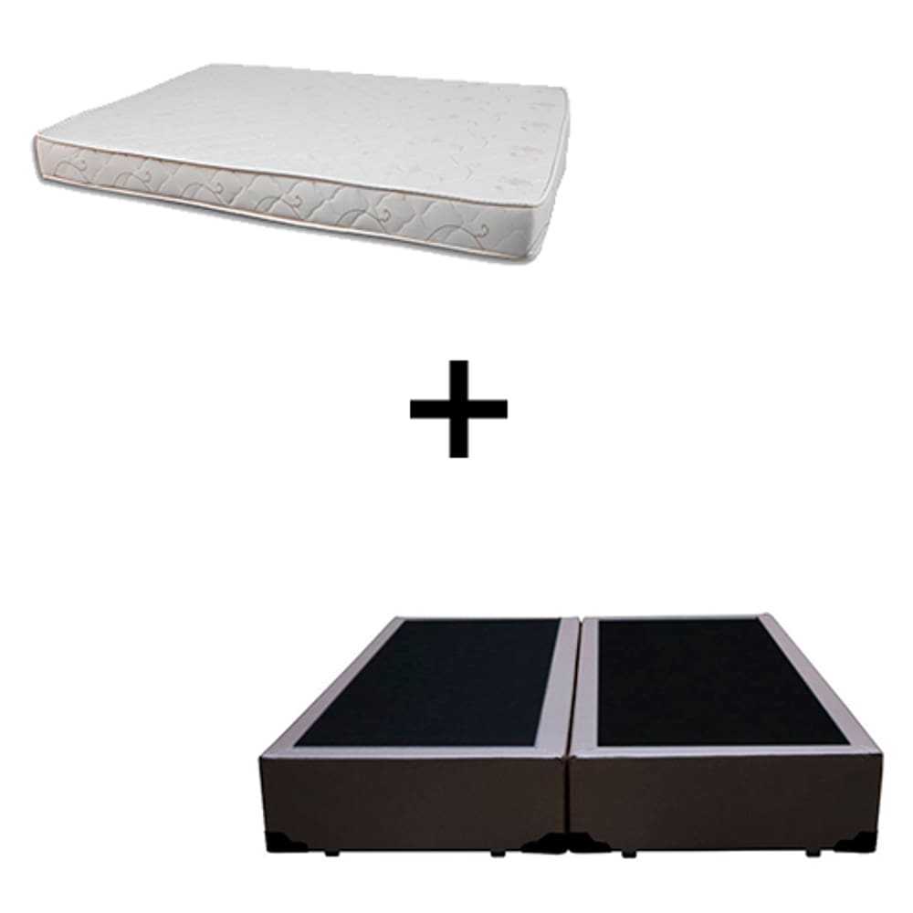 Cama Box King 193 Tecido Sintético Marrom Com Colchão Roma 100% Espuma D45 Bege 54x193x203