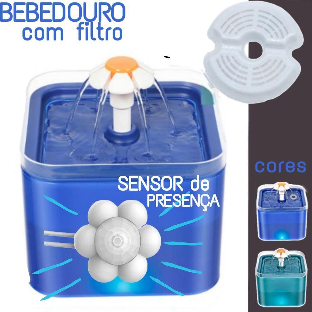 Bebedouro Pet Fonte Filtro Com Sensor 2 Litros Cães Gatos