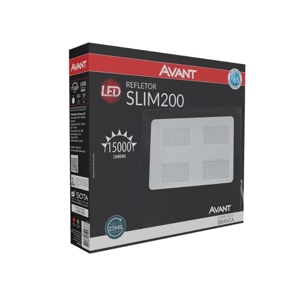 Refletor Avant Led 200W Bivolt Preto 6500K